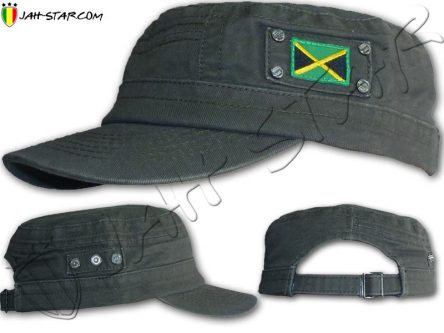 Casquette Militaire Rasta Drapeau Jamaica Gris