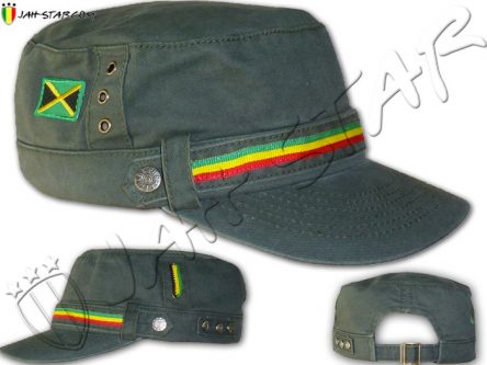 Rasta Military Cap Jamaica Flag Kaki C125K