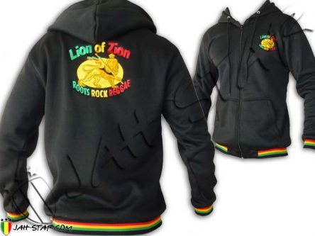 Rasta Hoodie Lion of Zion Roots Rock Reggae Embroidered TJ155B