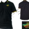 Polo rasta abbigliamento ropa kleidung shirt Jah Star Wear Reggea roots Logo embroidered Black PO103B