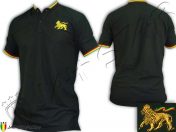 Polo rasta kleidung Jah Star Wear Reggea roots Lion embroidered Black PS100B