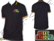 Polo rasta kleidung shirt Jah Star Wear Great Ethiopia embroidered PO106B