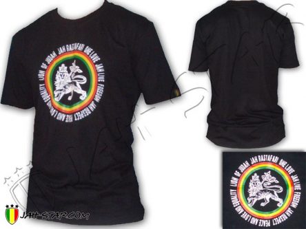 Tee Shirt Rasta Kleidung ropa abbigliamento maglietta Roots Jah Star Rastafari Live One Love Black TS265B