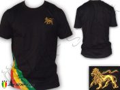 Tee Shirt Rasta Jah Star Lion Of Judah bordado 3 Raya negro TS110B