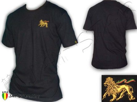 Tee Shirt Rasta Kleidung camiseta maglietta Jah Star Wear Lion Of Judah Black TS100B