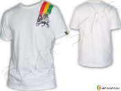 Tee Shirt Rasta Wear Reggae Line Jah Star Lion Of Judah Blanc TS118W