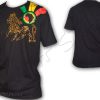 Tee Shirt Rasta Wear Jah Star Conquering León de Judá África Negro TS123B