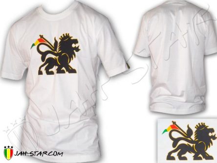 Tee Shirt Rasta vestiti ropa camiseta maglietta vetement Jah Star Roots Aswad Lion Rastafari White TS390