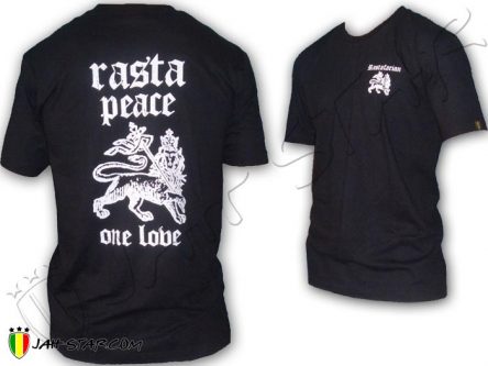 Tee Shirt ropa Kleidung vetement camiseta Rasta Roots Jah Rastafari Peace One Love Black TS184B