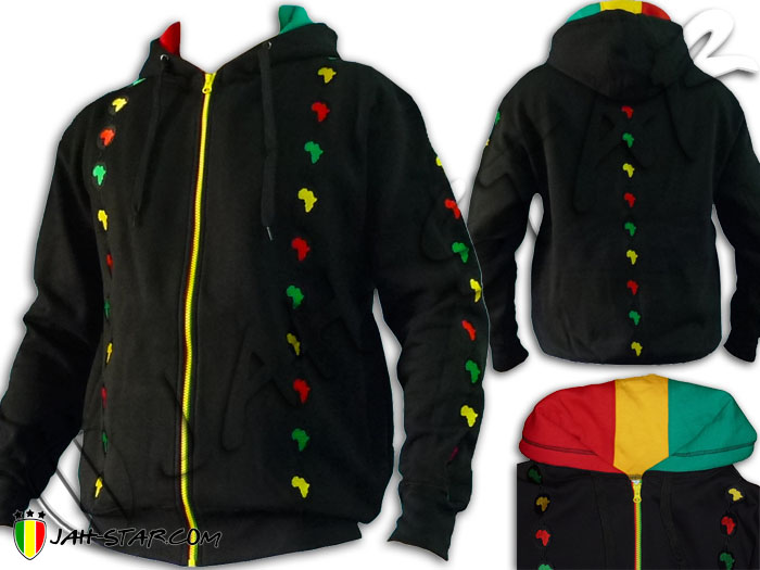 Rasta Hoodie Jacket Conquering Lion Of Judah Embroidered Cotton 