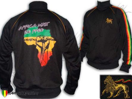 Rasta Tracksuit Jacket Reggae Africa Raised Fist Must be Free Freedom JB205B