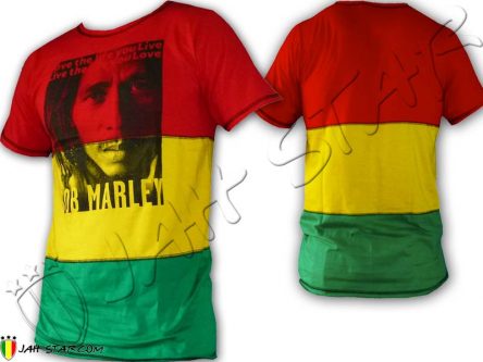 Camiseta Bob Marley  colores rasta slim fit
